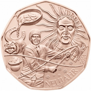 5 Евро Австрия Новогодняя монета "Подарок Удачи" (2014 года)